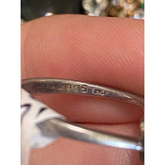 Ring Size 6.5 Blue Glass Sterling Silver 925 Women Semi-Precious Stone - Picture 9 of 9